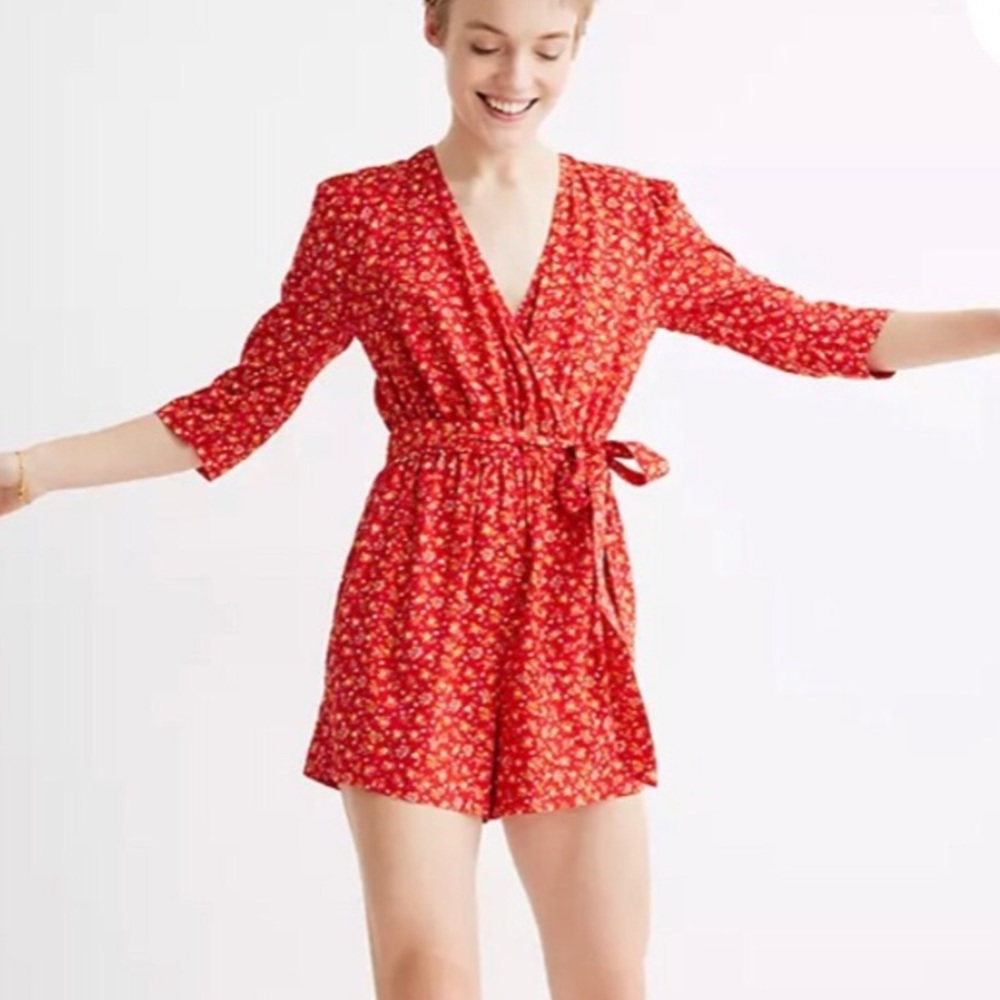 Red Floral Romper
